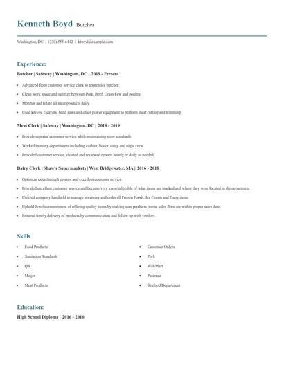 Butcher Resume