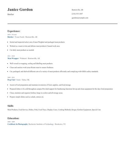 Butcher Resume