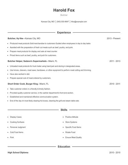 Butcher Resume