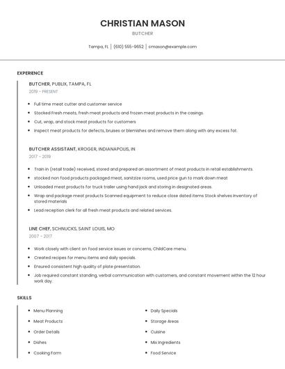 Butcher Resume