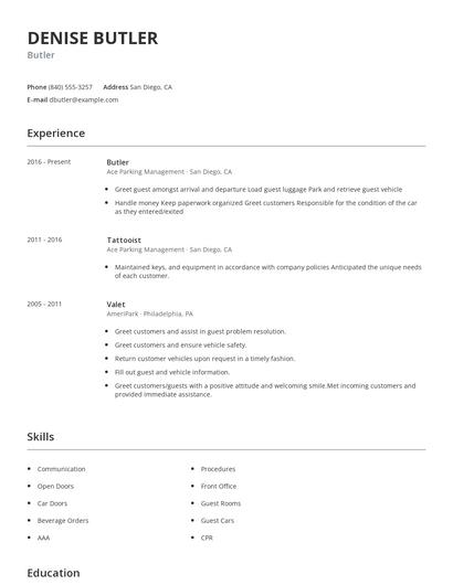 Butler Resume
