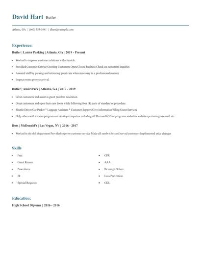 Butler Resume