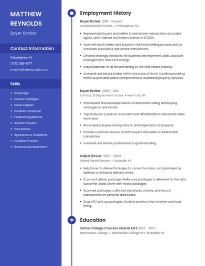Buyer Broker Resume