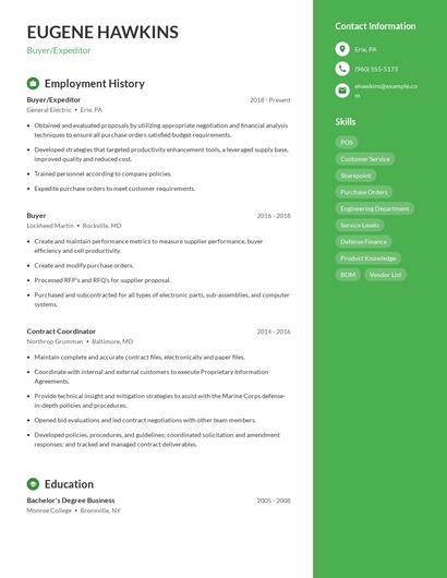Buyer/Expeditor Resume