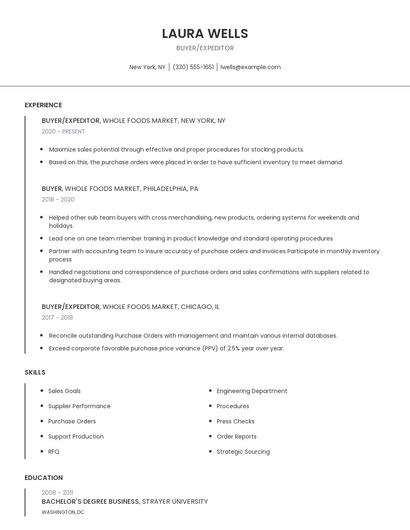 Buyer/Expeditor Resume