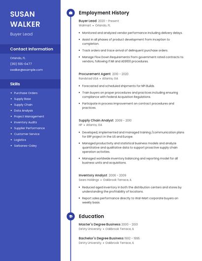 Buyer Lead Resume