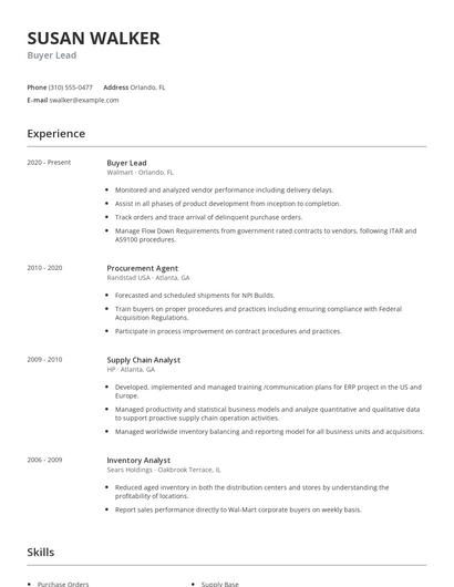 Buyer Lead Resume