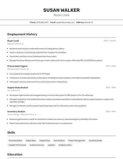 Buyer Lead Resume