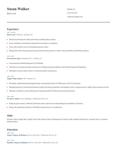 Buyer Lead Resume