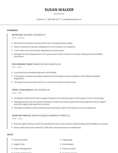 Buyer Lead Resume