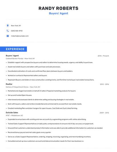Buyers' Agent Resume