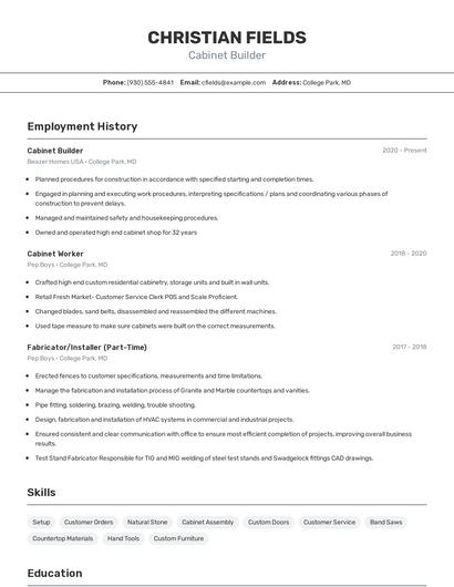 Resume example 2