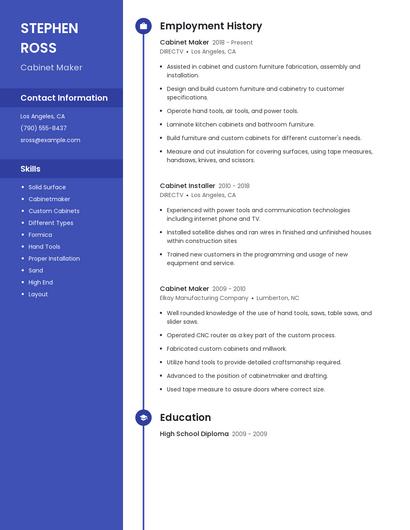 Cabinet Maker Resume