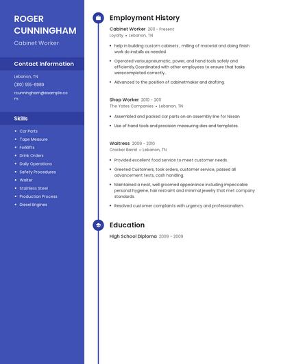 Cabinet Worker Resume