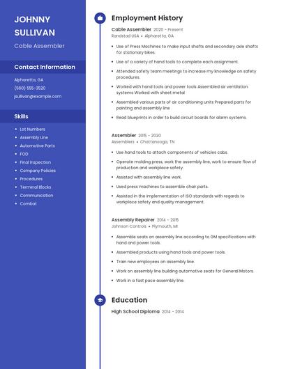 Cable Assembler Resume
