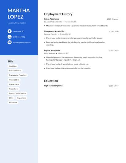 Cable Assembler Resume