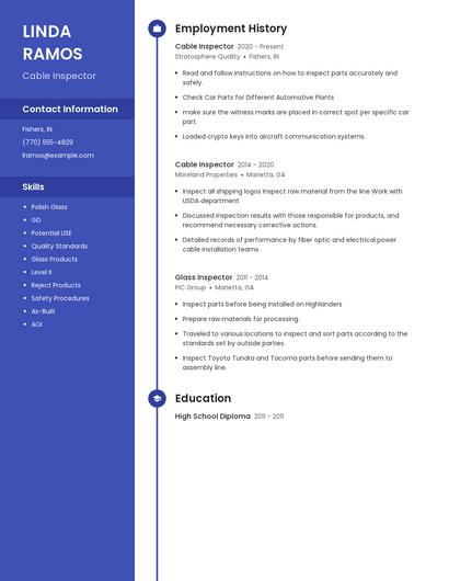 Cable Inspector Resume