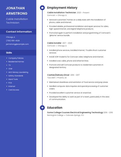 Cable Installation Technician Resume