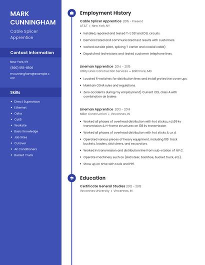 Cable Splicer Apprentice Resume
