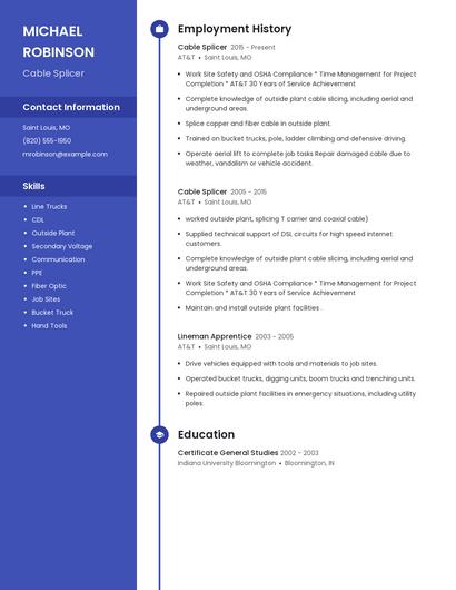 Cable Splicer Resume