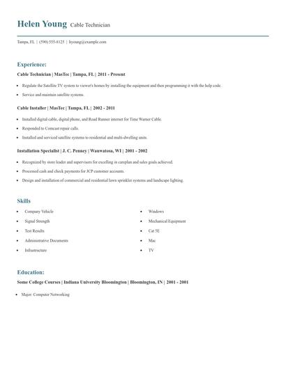 Cable Technician Resume