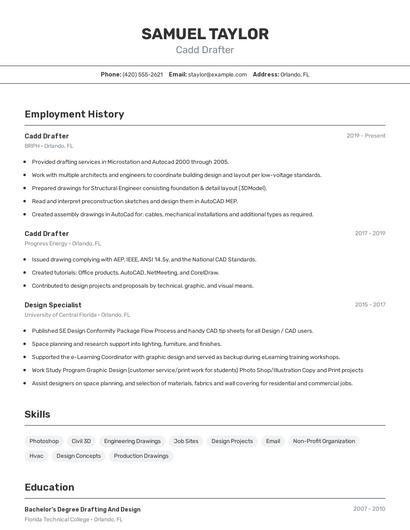 Cadd Drafter Resume