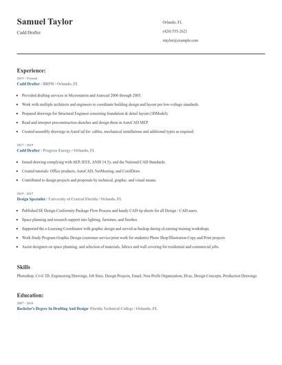 Cadd Drafter Resume