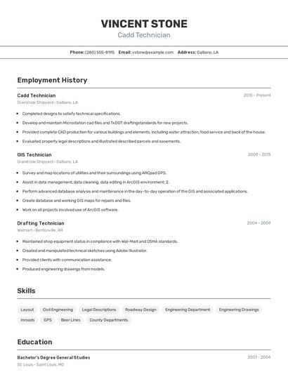 Cadd Technician Resume