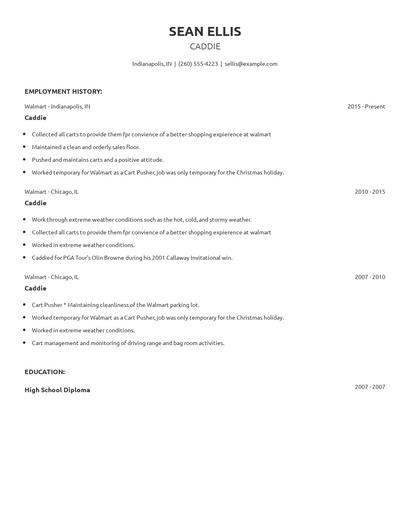 Caddie Resume
