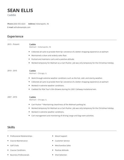 Caddie Resume