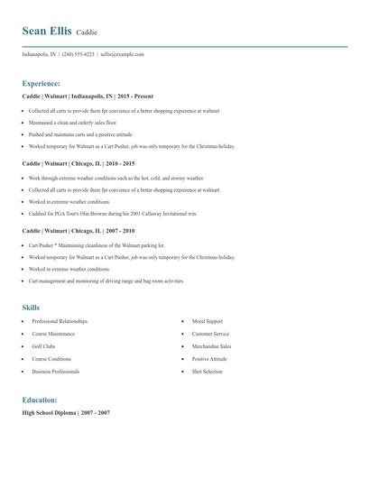 Caddie Resume