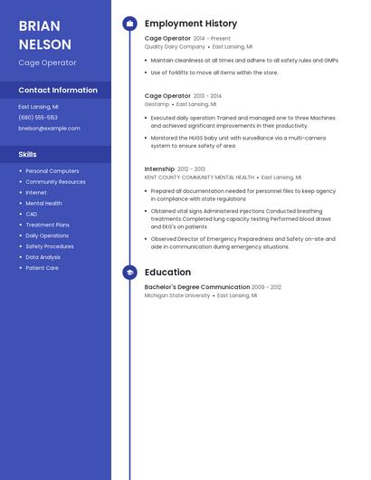 Cage Operator Resume