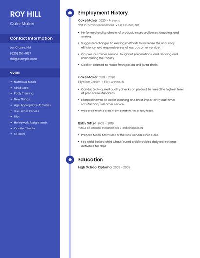 Cake Maker Resume