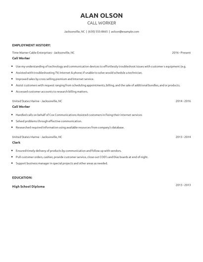 Call Worker Resume