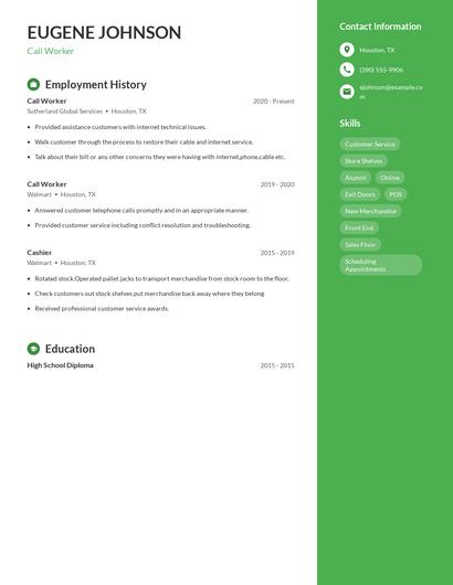 Call Worker Resume