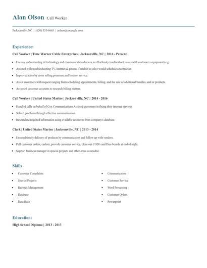Call Worker Resume