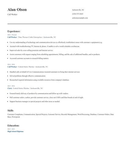 Call Worker Resume