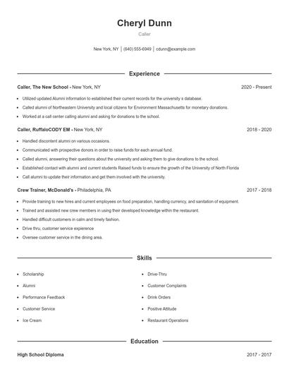 Resume example 1