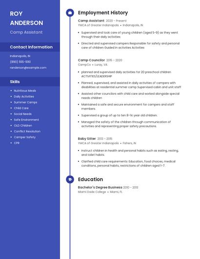 Camp Assistant Resume