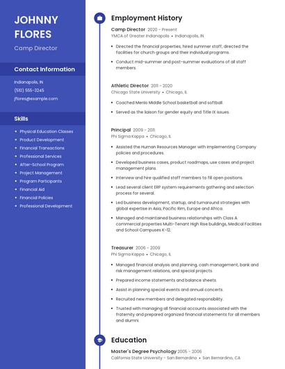 Camp Director Resume