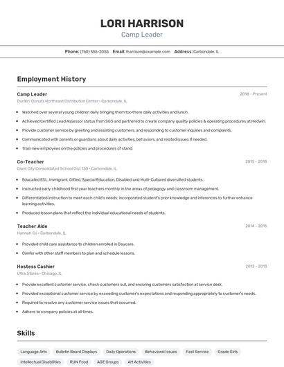 Resume example 2