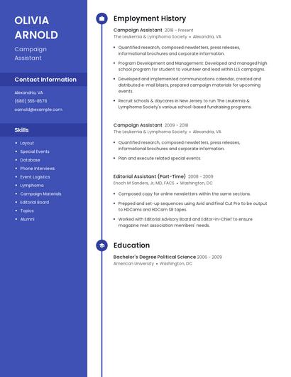 Campaign Assistant Resume