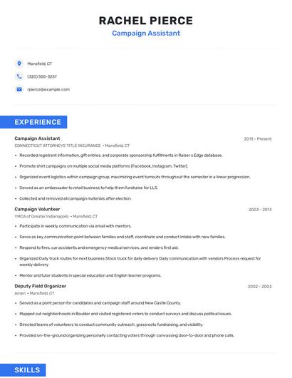 Campaign Assistant Resume