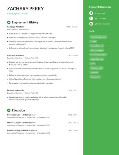 Campaign Assistant Resume
