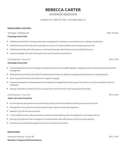 Campaign Associate Resume