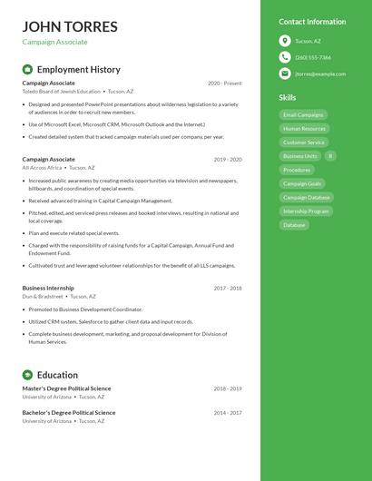 Campaign Associate Resume