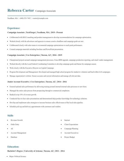 Campaign Associate Resume