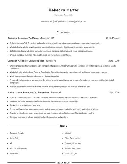 Campaign Associate Resume