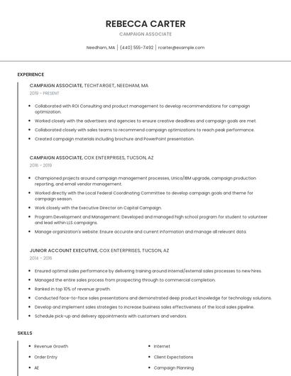 Campaign Associate Resume