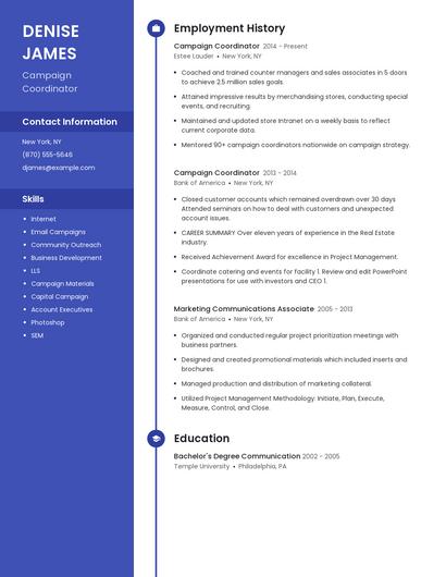 Campaign Coordinator Resume